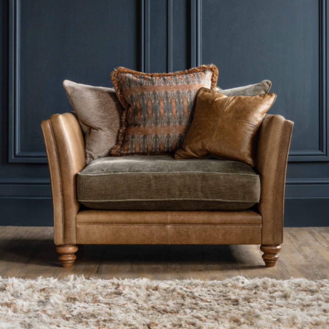 A&J Lomund Grand Standard Back Leather & Fabric Sofa image 4